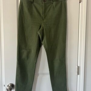 LOFT Green Tailored Cotton Blend Twill Pants